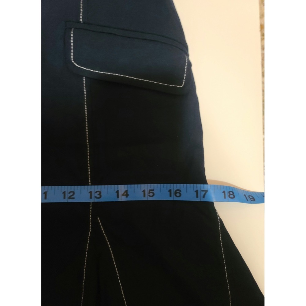 Maeve By Anthropologie Navy Blue Midi Skirt With White Stitching - Picture 13 of 15